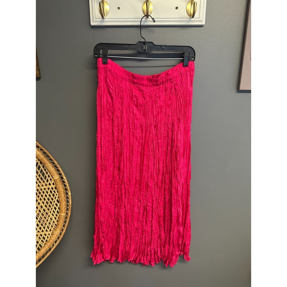 Vintage Sue Brett Womens Size 16 Skirt Silk Pink Crinkle Maxi Boho Festival 90s